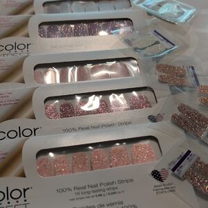 5 Sets Color Street GLITTER Pastel Pinks and Lavender Nail Polish Strips
